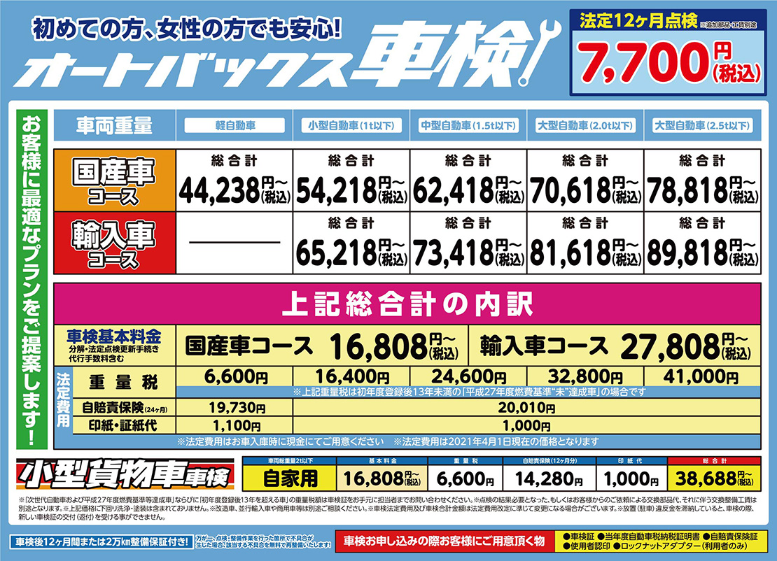 車検 法定12ヶ月点検 オートバックス仙台吉成店